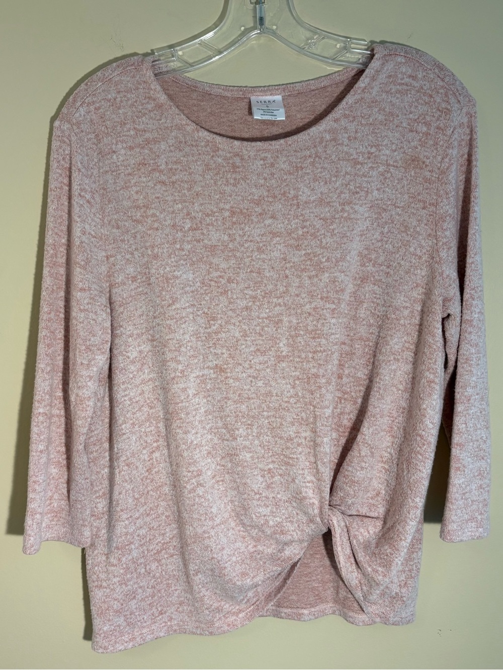 Serra Pink Marble Knit Front Knot Top Size-S